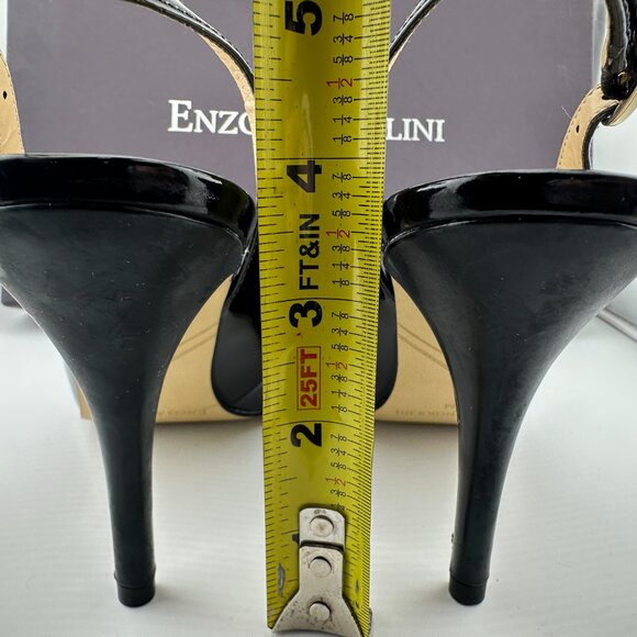 ENZO ANGIOLINI Black Patent Peep-Toe Slingback Heels Size 7 M - Picture 3 of 8